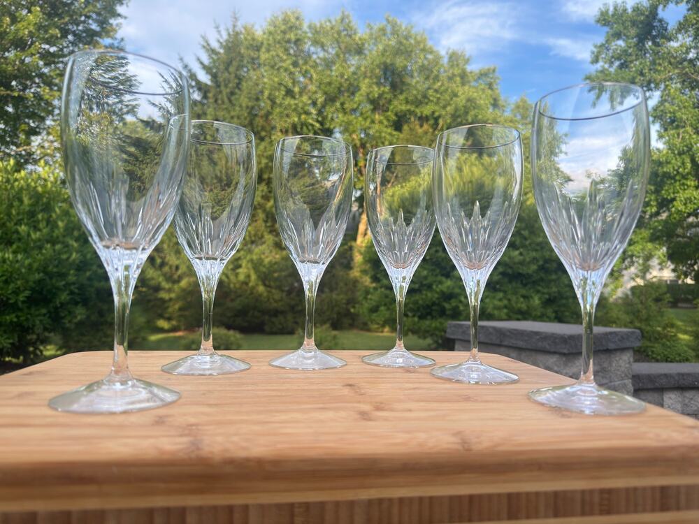 Lenox Firelight Platinum Iced Tea Glasses Crystal Panel Cut 8 1/4" Set of 6